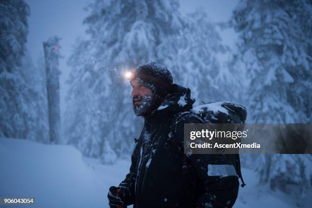 baard berg-man - hoofdlamp stockfoto's en -beelden