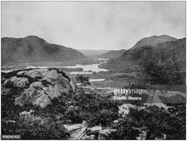 antique photograph of world's famous sites: lakes of killarney, ireland - lakes of killarney stock illustrations