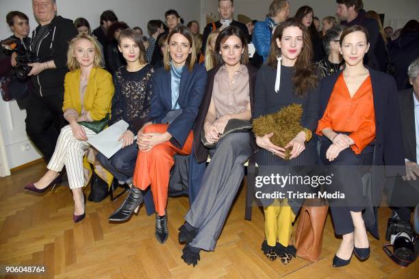 Anna Maria Muehe, Alina Levshin, Eva Padberg, Nadine Warmuth, Julia Malik and Katharina Schuettler during the Perret Schaad Presentation - Der...