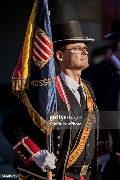 Mosso d´Esquadra, catalan police in Catalonia, keeps guard during the constitution of the new Parliament of Catalonia.