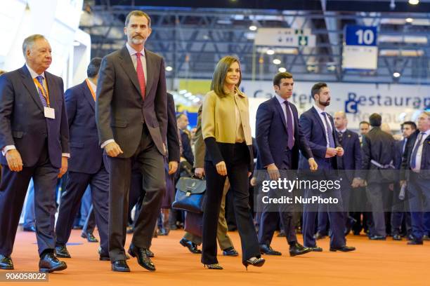 King Felipe VI of Spain and Queen Letizia of Spain inaugurate FITUR International Tourism Fair 2018 at Ifema on January 17, 2018 in Madrid, Spain.