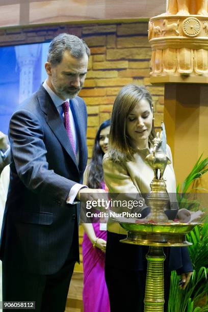 King Felipe VI of Spain and Queen Letizia of Spain inaugurate FITUR International Tourism Fair 2018 at Ifema on January 17, 2018 in Madrid, Spain.