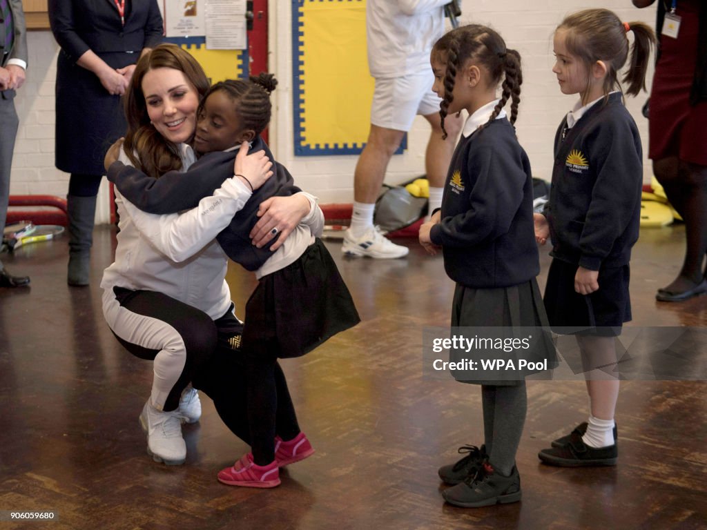 The Duchess of Cambridge Visits The Wimbledon Junior Tennis Initiative