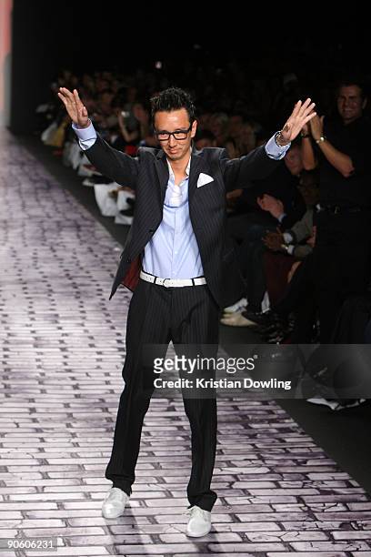 Monarchy designer Eric Kim walks the runway at Monarchy Collection Spring 2010 Fashion Show at the Tent at Bryant Park on September 11, 2009 in New...