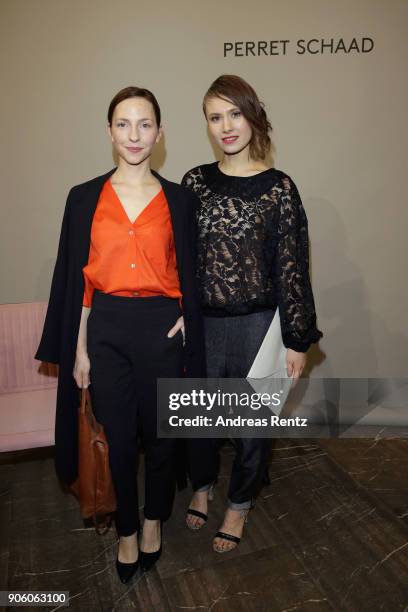 Alina Levshin and Katharina Schuettler attend the Perret Schaad presentation during 'Der Berliner Salon' AW 18/19 at Kronprinzenpalais on January 17,...