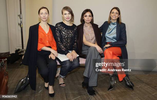 Katharina Schuettler, Alina Levshin, Nadine Warmuth and Eva Padberg the Perret Schaad presentation during 'Der Berliner Salon' AW 18/19 at...