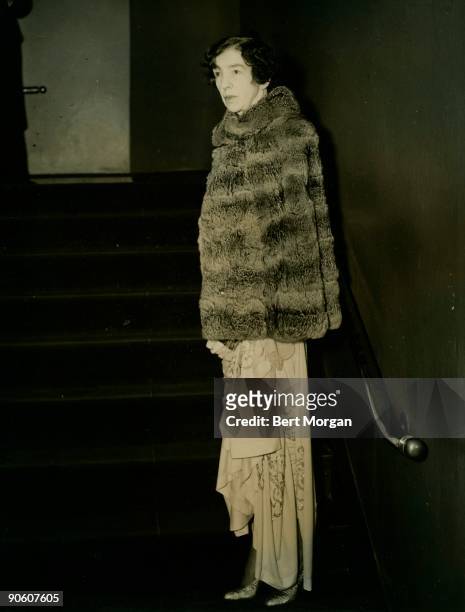 Mrs Harry Payne Whitney attending opening night at the Metropolitan Opera House, New York City. Mrs Whitney is the former Gertrude Vanderbilt, mother...
