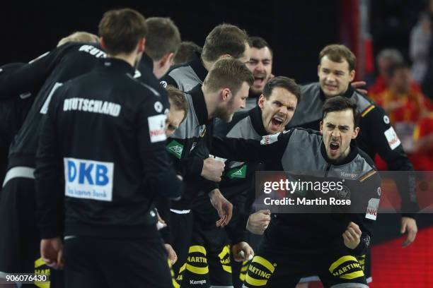 Team of Germany prior the Men's Handball European Championship Group C match between Germany and FYR Macedonia at Arena Zagreb on January 17, 2018 in...
