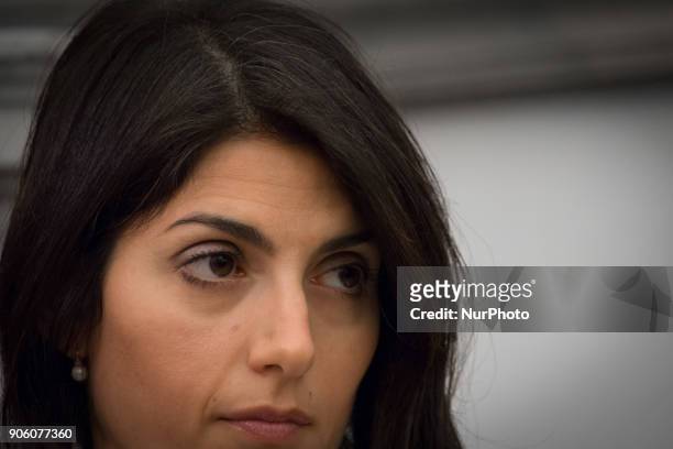 The Mayor of Rome Virginia Raggi during the Press conference of presentation the Memorandum of Understanding between Conai, Roma Capitale and Ama for...