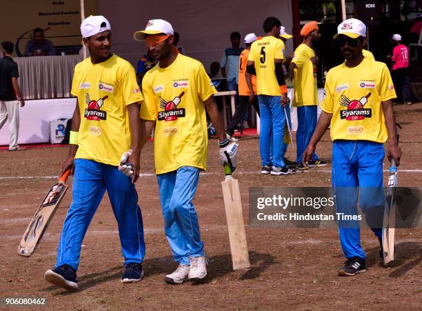 Players from Maharashtra and Punjab play cricket match during National Blind Cricket tournament at Islam Gym, Marine Drive on January 16, 2018 in...