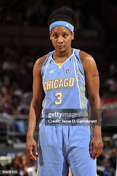 Dominique Canty of the Chicago Sky stands on the court during the game against the New York Liberty on August 14, 2009 at Madison Square Garden in...
