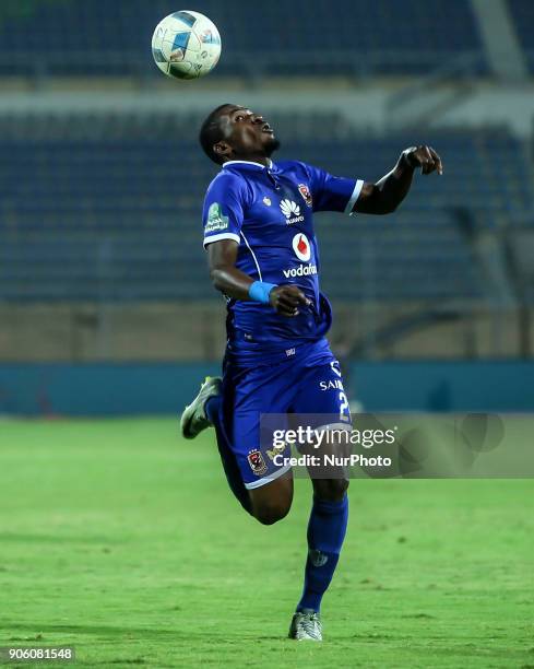 Al-Ahly's Ajay Jr. Controls the ball during the Egypt Primer League Fixtures 18 Match Between Al-Ahly and Al-Gish , in Cairo on 16 January, 2018. Al...