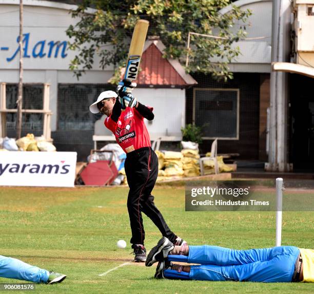 Players from Maharashtra and Punjab play cricket match during National Blind Cricket tournament at Islam Gym, Marine Drive on January 16, 2018 in...