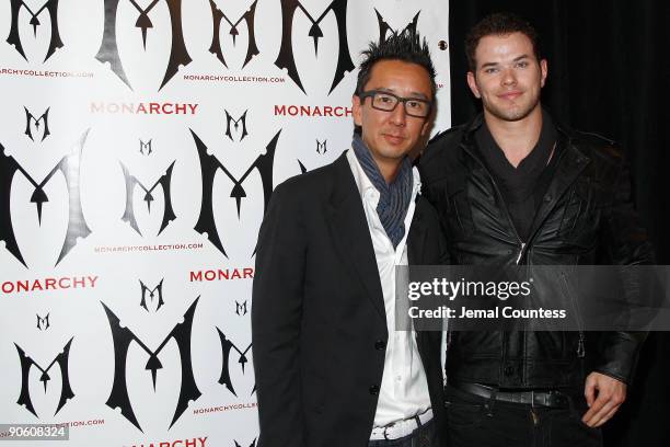 Designer Eric Kim and Actor Kellan Lutz attend Monarchy Collection Spring 2010 Fashion Show at the Tent at Bryant Park on September 11, 2009 in New...