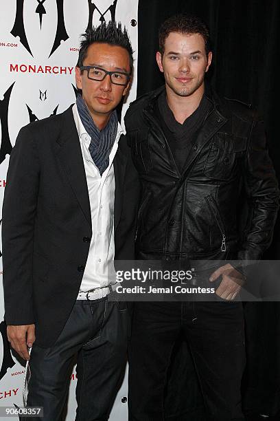 Designer Eric Kim and Actor Kellan Lutz attend Monarchy Collection Spring 2010 Fashion Show at the Tent at Bryant Park on September 11, 2009 in New...