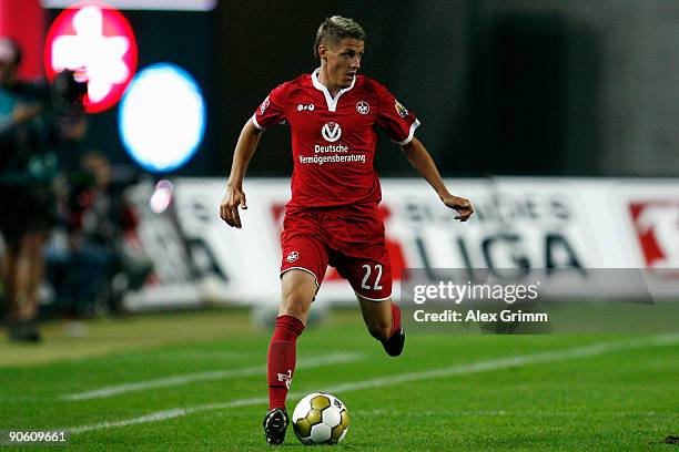 Ivo Ilicevic of Kaiserslautern runs with the ball during the Second Bundesliga match between 1. FC Kaiserslautern and MSV Duisburg at the...