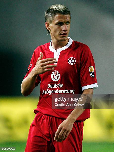 Ivo Ilicevic of Kaiserslautern reacts during the Second Bundesliga match between 1. FC Kaiserslautern and MSV Duisburg at the Fritz-Walter Stadium on...