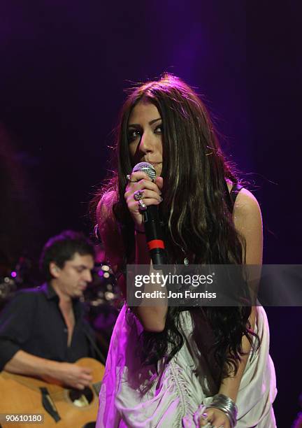 Gabriella Cilmi on stage at the O2 Rockwell concert in aid of Nordoff-Robbins Music Therapy at 02 Arena on September 11, 2009 in London, England.