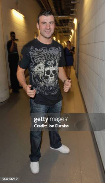 Joe Calzaghe backstage at the O2 Rockwell concert in aid of Nordoff-Robbins Music Therapy at 02 Arena on September 11, 2009 in London, England.