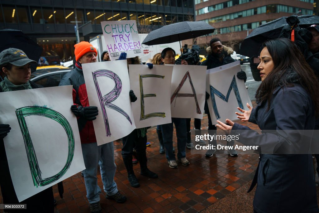 Demonstrators Protest Outside Sen. Schumer's Office Demanding Clean Dream Act Passage