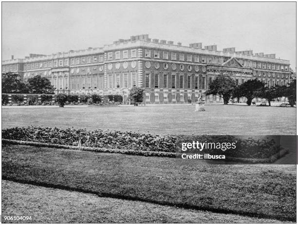 antique photograph of world's famous sites: hampton court palace, hampton court, england - hampton court flower show stock illustrations