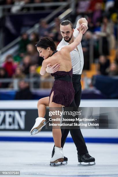 Ksenia Stolbova and Fedor Klimov of Russia compete in the Pairs Short Program during day one of the European Figure Skating Championships at...