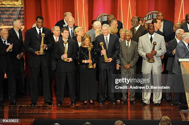 David Robinson, John Stockton, C. Vivian Stringer, Jerry Sloan and Michael Jordan attend the Basketball Hall of Fame Class of 2009 Induction Ceremony...