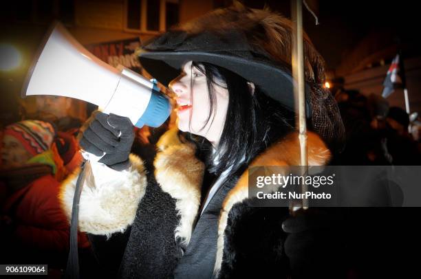 Thousands of women march in a protest of a new abortion law proposal in Warsaw, Poland on January 17, 2018. The new proposal would ban the abortion...