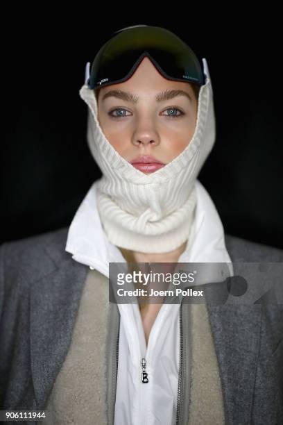 Models pose ahead of the Bogner show during the MBFW January 2018 at ewerk on January 17, 2018 in Berlin, Germany.