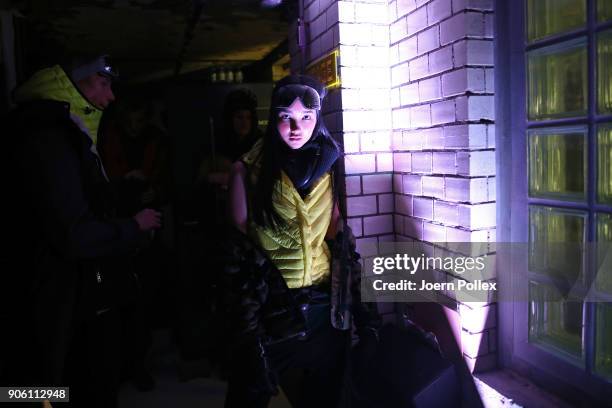 Models wait backstage ahead of the Bogner show during the MBFW January 2018 at ewerk on January 17, 2018 in Berlin, Germany.