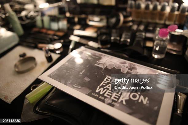 Props backstage ahead of the Bogner show during the MBFW January 2018 at ewerk on January 17, 2018 in Berlin, Germany.