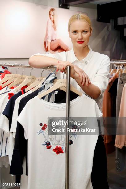 Franziska Knuppe during the presentation of her new Spring/Summer 2018 collection for Bonita at P7 Gallery on January 17, 2018 in Berlin, Germany.