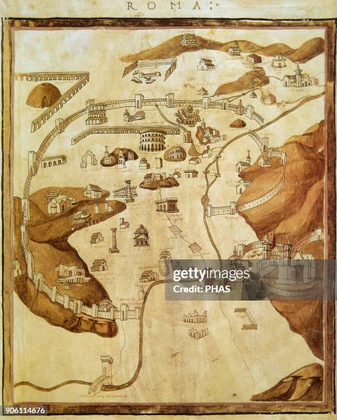 Ptolemy . Greco-Egyptian astronomer, geographer and astrologer. Rome. Map, 1460. Vatican Library, Italy.