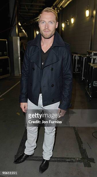 Ronan Keating backstage at the O2 Rockwell concert in aid of Nordoff-Robbins Music Therapy at 02 Arena on September 11, 2009 in London, England.