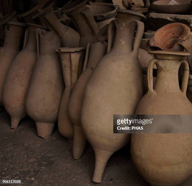 Italy, Pompeii. The Antiquarium. Amphoras. Roman period.