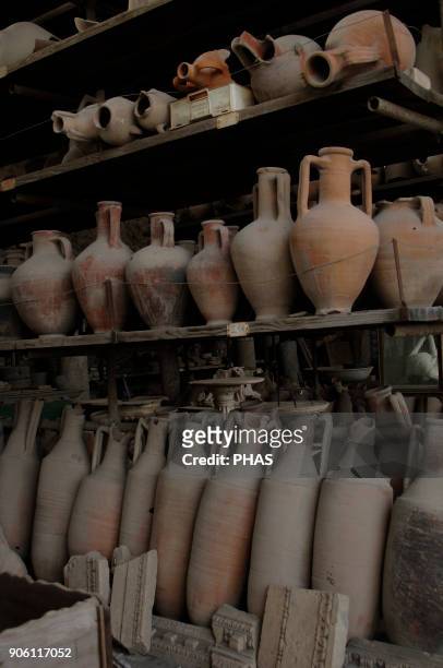 Italy, Pompeii. The Antiquarium. Amphoras. Roman period.