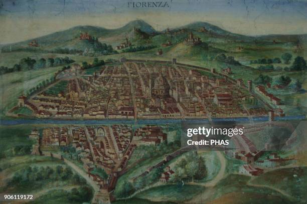 Italy. Florence. Map of the city in 16th century. Maps Gallery. Vatican Museums. Vatican State.