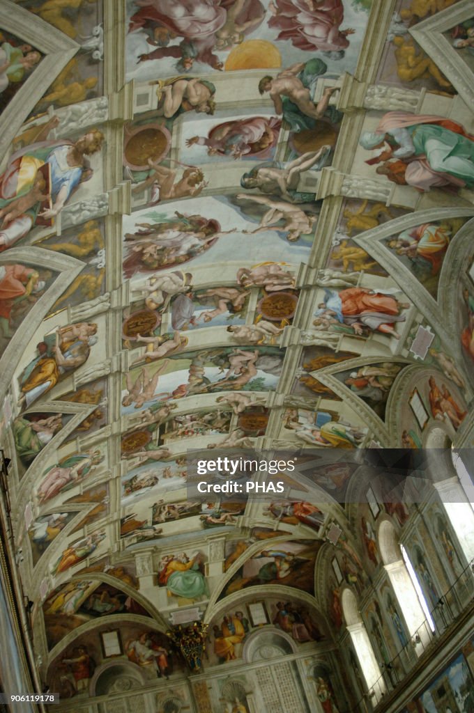 Sistine Ceiling Tree Michelangelo . Sistine Chapel. Ceiling, 1508-1512. Detail. Vatican ...