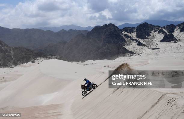 Argentinian biker Leandro Bertona Altieri powers his KTM during the Stage 11 of the 2018 Dakar Rally between Belen and Chilecito, in Argentina, on...