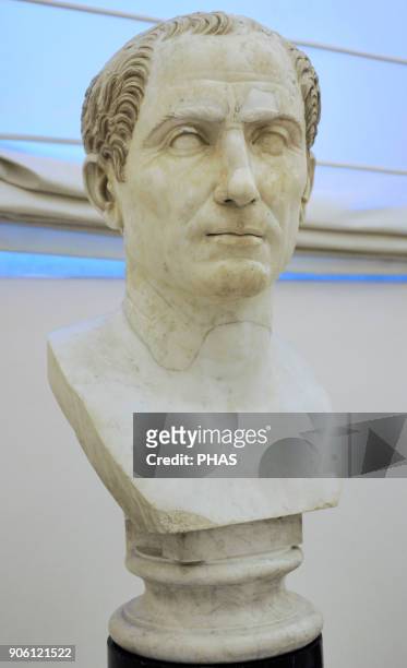 Julius Caesar . Roman politician and general. Trajanic copy of a original of 50 BC. National Archaeological Museum, Naples, Italy.