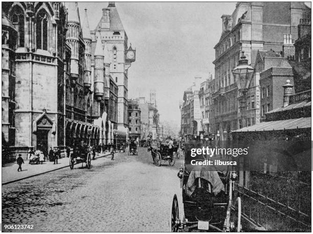 antique photograph of world's famous sites: the strand, london, england - the strand london stock illustrations