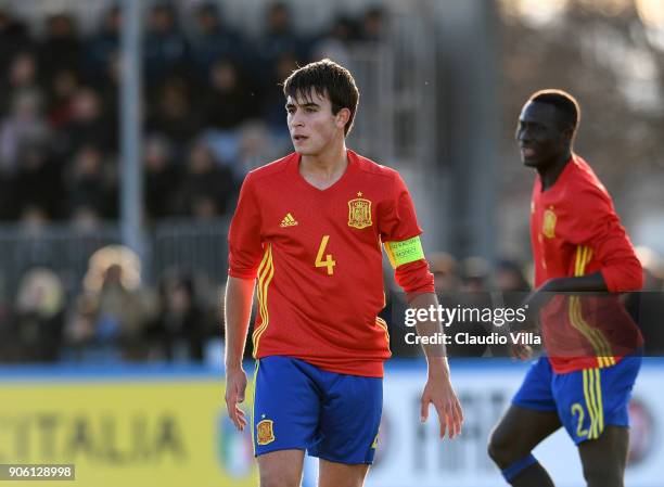 Eric Garcia of Spain action during the U17 International Friendly match between Italy and Spain at Juventus Center Vinovo on January 17, 2018 in...