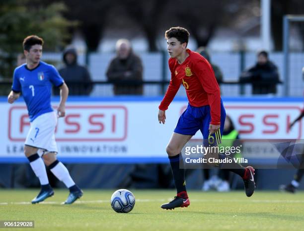 Ivan Morante of Spain action during the U17 International Friendly match between Italy and Spain at Juventus Center Vinovo on January 17, 2018 in...