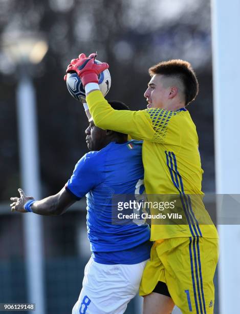 Arnau Tenas of Spain action during the U17 International Friendly match between Italy and Spain at Juventus Center Vinovo on January 17, 2018 in...