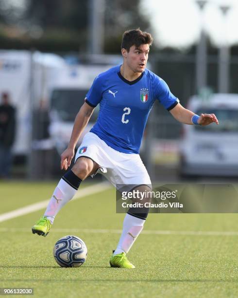 Alberto Barazzetta of Italy in action during the U17 International Friendly match between Italy and Spain at Juventus Center Vinovo on January 17,...