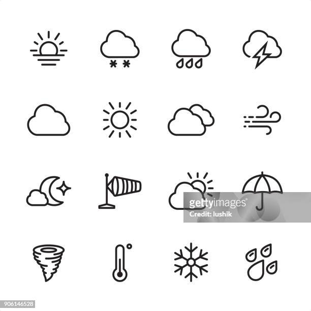 stockillustraties, clipart, cartoons en iconen met weer - overzicht pictogramserie - zonsondergang