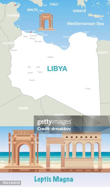 leptis magna - leptis magna stock illustrations