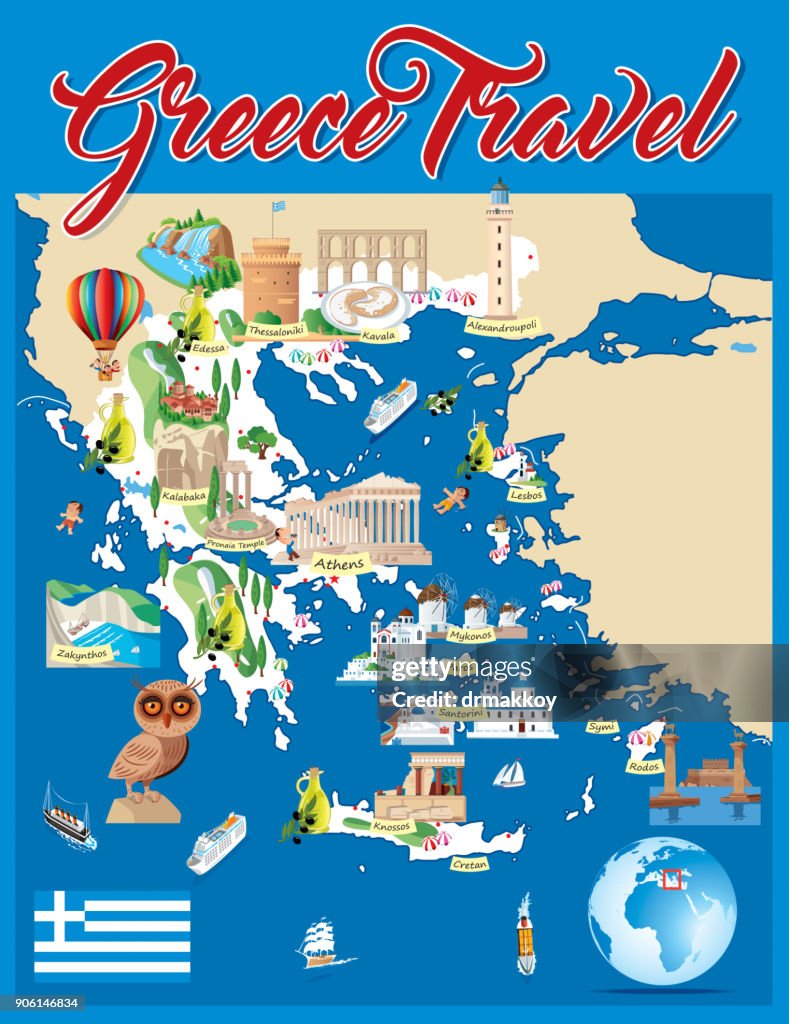 Cartoon map of Greece