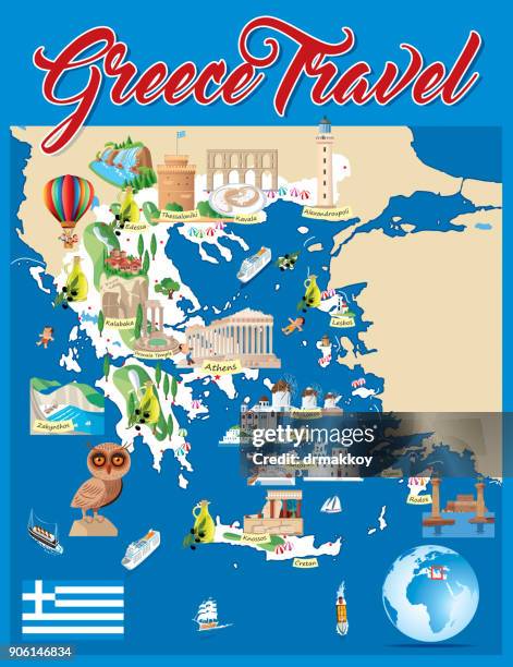 希臘卡通地圖 - santorini 幅插畫檔、美工圖案、卡通及圖標