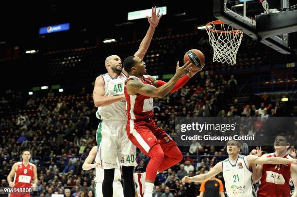 Curtis Jerrells, #55 of AX Armani Exchange Olimpia Milan in action during the 2017/2018 Turkish Airlines EuroLeague Regular Season Round 18 game...